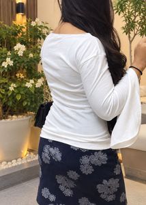 Women’s Solid White Flared Sleeve Top | Stylish Ro