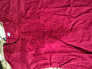 Embroidered Maroon Kurta