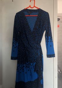 Stylish Blue &amp; Black Wrap Dress
