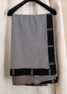 Elegant Grey Saree with Stone Work