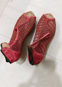 Pink Fishnet Heels