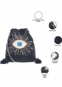 Eye-Catching Beaded Drawstring Sling Bag