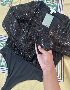 Sparkly Black Sequin Bodysuit