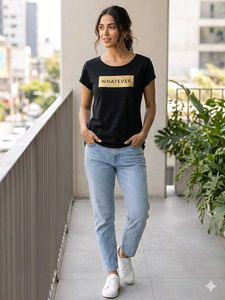 Black "Whatever" Graphic T-Shirt