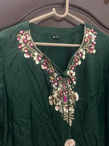 Emerald Green Flowy Ethnic Suit