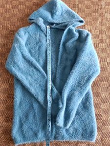 Cozy Blue Fuzzy Hooded Cardigan