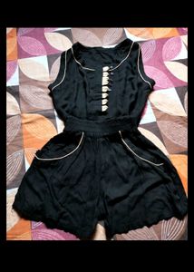 Black Sleeveless Playsuit
