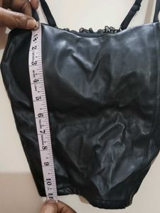 Chic Black Faux Leather Corset Top