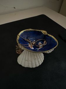 Seashell Jewelry Dish with Koi Design