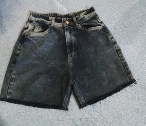 Washed Denim Cutoff Shorts