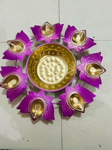 Lotus Diya Plate - Decorative Tealight Holder