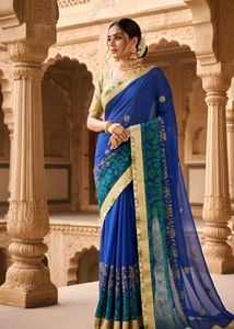Elegant Blue & Green Saree