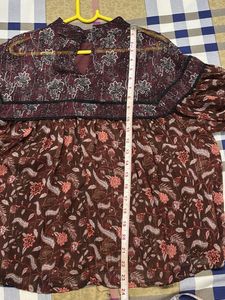 ZARA Boho Floral Print Sheer Blouse