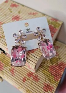 Dangle Crystal Flower Earrings