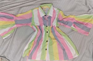 Rainbow Striped Bell Sleeve Top