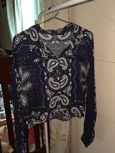 Stylish Navy Blue Paisley Print Top