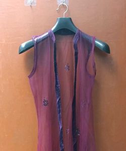 Elegant Purple Embellished Shrug