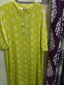 Lemon Yellow Straight Kurti
