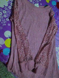 girl's Pink Lace Sleeve Top