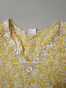 Embroidered Yellow Kurta