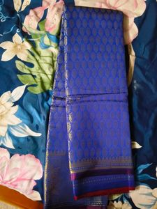 Royal Blue Silk Saree with Gold Zari
