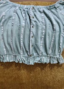 Off-Shoulder Striped Ruffle Top