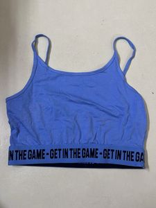 Blue Sports Bra with Graphic Band