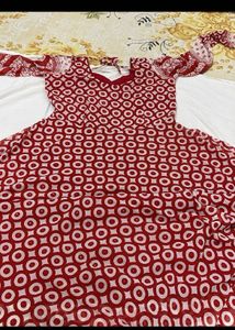 designer Bohemian Red Circle Print Maxi Dress