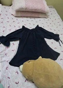 Off-Shoulder Navy Blue Top