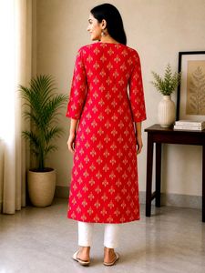♥️Pure Red Printed Kurti