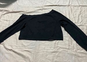 Black Off-Shoulder Long Sleeve Top