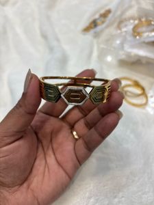 Geometric Hexagon Bangle Bracelet