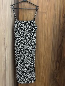 Black Floral Midi Dress with Slit