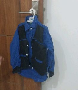 Boys Blue Shirt with Black Vest