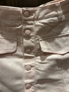 Blush Button-Front Denim Skirt