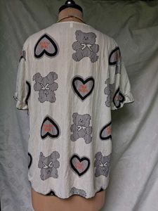Cute Teddy Bear Print Blouse