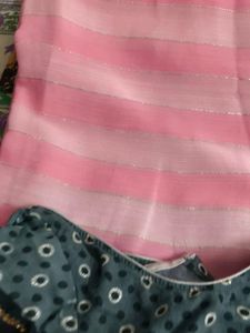 Elegant Pink Striped Saree