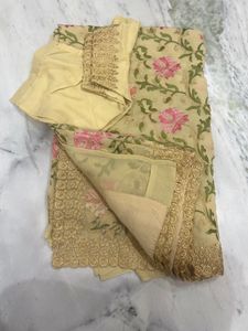 Georgette Saree With Full Thread Work