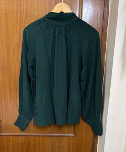 Elegant Dark Green Mock Neck Top