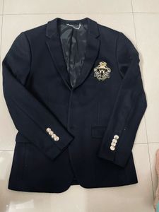 Classic Navy Blazer with Crest Detail