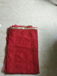 Red Ethnic Dupatta with Gold Border