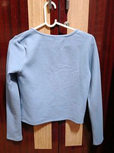 Light Blue Embroidered Long Sleeve Top