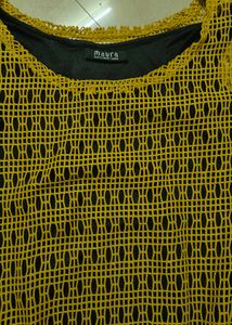 Yellow Net Overlay Top