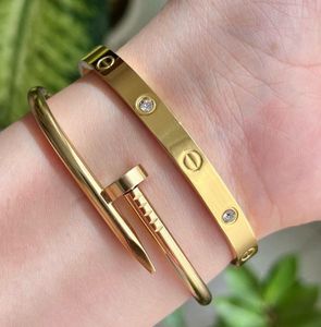 Elegant Gold Bangle & Nail Bracelet Set