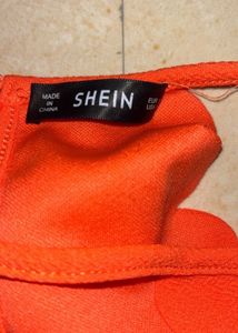 Vibrant Orange Scalloped Crop Top