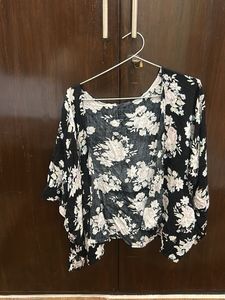 Black Floral Kimono Top
