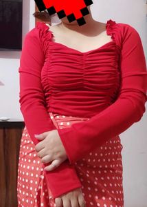 red full sleeves top