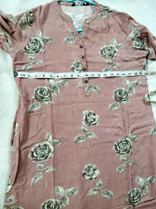 Dusty Pink Rose Print L Kurta