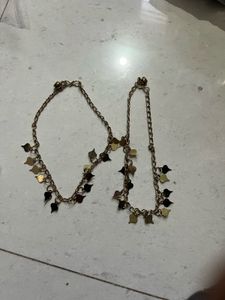 Elegant Gold-Tone Anklets with Leaf Charms