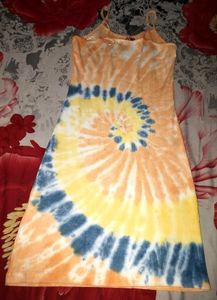 Vibrant Spiral Tie-Dye Camisole Dress – Orange, Ye
